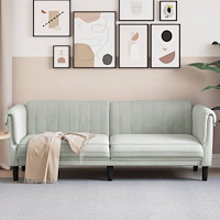 vidaXL Soffa 3-sits ljusgrå sammet