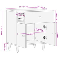 vidaXL Sängbord 50x33x60 cm massivt mangoträ
