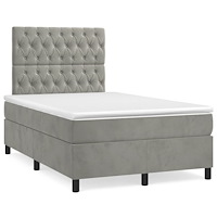 vidaXL Ramsäng med madrass ljusgrå 120x190 cm sammet