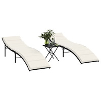 vidaXL Solsängar 2 st med bord svart konstrotting