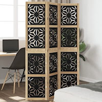 vidaXL Rumsavdelare 3 paneler brun och svart massivt paulownia