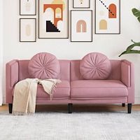 vidaXL Soffa med kuddar 2-sits rosa sammet
