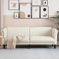 vidaXL Soffa 3-sits gräddvit sammet