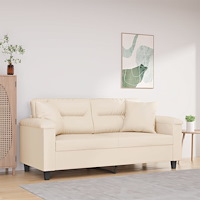 vidaXL 2-sitssoffa med prydnadskuddar beige 140 cm mikrofibertyg
