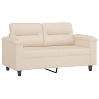 vidaXL Soffgrupp med kuddar 3 delar Beige mikrofibertyg