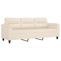 vidaXL Soffgrupp med kuddar 3 delar Beige mikrofibertyg