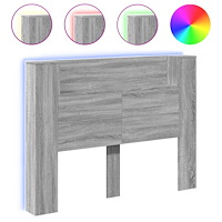 vidaXL Sänggavel med LED grå sonoma 140x16,5x103,5 cm