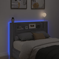 vidaXL Sänggavel med LED grå sonoma 140x16,5x103,5 cm