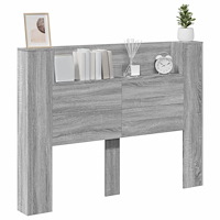 vidaXL Sänggavel med LED grå sonoma 140x16,5x103,5 cm