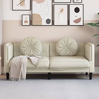 vidaXL Soffa med kuddar 2-sits gräddvit sammet