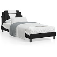 vidaXL Säng med madrass svart och vit 90x190 cm konstläder
