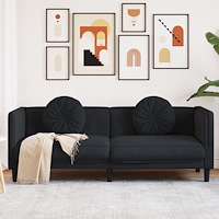 vidaXL Soffa med kuddar 3-sits svart sammet
