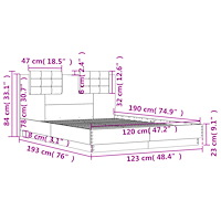 vidaXL Sängram med huvudgavel svart 120x190 cm konstruerat trä