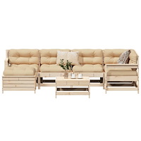 vidaXL Soffgrupp för trädgården 7 delar massiv furu