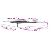 vidaXL Sängram rökfärgad ek 135x190 cm konstruerat trä