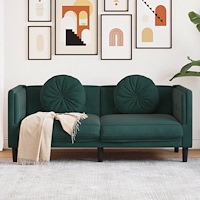 vidaXL Soffa med kuddar 2-sits mörkgrön sammet