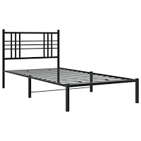 vidaXL Sängram med huvudgavel metall svart 100x190 cm