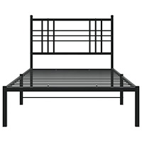vidaXL Sängram med huvudgavel metall svart 100x190 cm