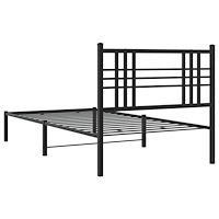 vidaXL Sängram med huvudgavel metall svart 100x190 cm