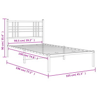 vidaXL Sängram med huvudgavel metall svart 100x190 cm