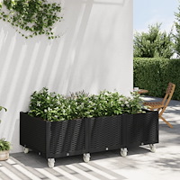 vidaXL Odlingslåda med hjul svart 150x80x54 cm PP