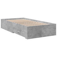 vidaXL Sängram med lådor betonggrå 90x190 cm konstruerat trä