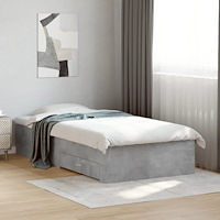 vidaXL Sängram med lådor betonggrå 90x190 cm konstruerat trä
