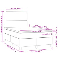 vidaXL Ramsäng med madrass ljusgrå 120x190 cm sammet