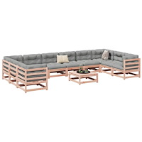 vidaXL Soffgrupp för trädgården 11 delar massiv douglasgran