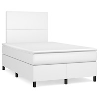 vidaXL Ramsäng med madrass vit 120x190 cm konstläder