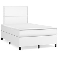 vidaXL Ramsäng med madrass vit 120x190 cm konstläder