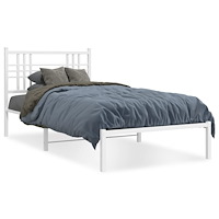 vidaXL Sängram med huvudgavel metall vit 100x200 cm