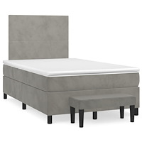 vidaXL Ramsäng med madrass ljusgrå 120x190 cm sammet