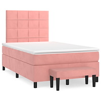 vidaXL Ramsäng med madrass rosa 120x190 cm sammet