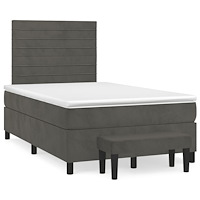 vidaXL Ramsäng med madrass mörkgrå 120x190 cm sammet