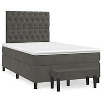 vidaXL Ramsäng med madrass mörkgrå 120x190 cm sammet