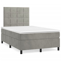 vidaXL Ramsäng med madrass ljusgrå 120x190 cm sammet