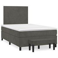 vidaXL Ramsäng med madrass mörkgrå 120x190 cm sammet