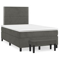 vidaXL Ramsäng med madrass mörkgrå 120x190 cm sammet