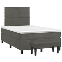 vidaXL Ramsäng med madrass mörkgrå 120x190 cm sammet