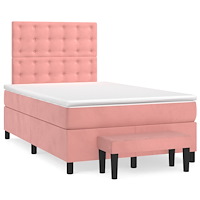 vidaXL Ramsäng med madrass rosa 120x190 cm sammet