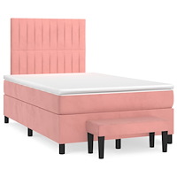 vidaXL Ramsäng med madrass rosa 120x190 cm sammet
