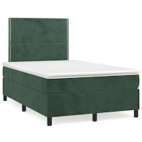 vidaXL Ramsäng med madrass mörkgrön 120x190 cm sammet