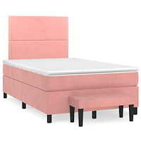 vidaXL Ramsäng med madrass rosa 120x190 cm sammet