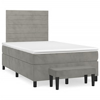 vidaXL Ramsäng med madrass ljusgrå 120x190 cm sammet