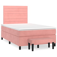 vidaXL Ramsäng med madrass rosa 120x190 cm sammet