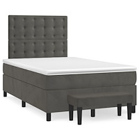 vidaXL Ramsäng med madrass mörkgrå 120x190 cm sammet