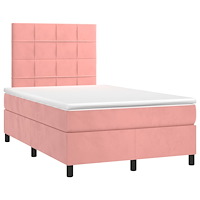 vidaXL Ramsäng med madrass rosa 120x190 cm sammet