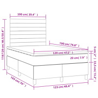vidaXL Ramsäng med madrass mörkgrå 120x190 cm sammet