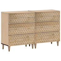 vidaXL Sidoskåp 2 st 60x33x75 cm massivt mangoträ